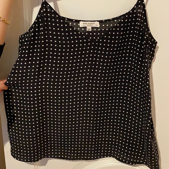 Navy polka dot 100% silk camisole - Picture 5 of 7